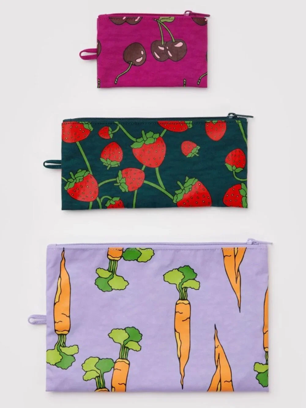 NWT Baggu Flat Pouch Set - Carrots & Berries (Cherries, Strawberries, Carrots)